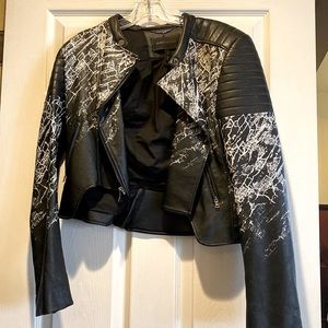 BCBG Faux Leather Moto Jacket - Size S